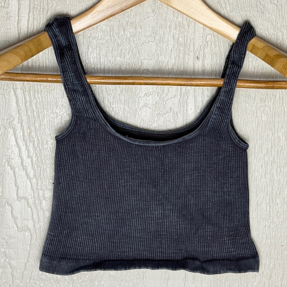 Free People Movement Ribbed Seamless Crop Tank Top Charcoal Grey XS/S